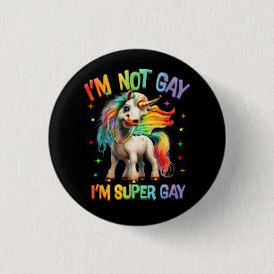 LGBTQ Unicorn Super Gay Pride LGBT Ally Rainbow Fl 3 Cm Round Badge