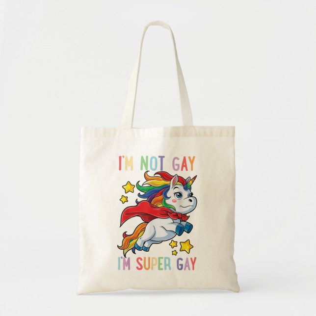 LGBTQ Unicorn Super Gay Pride LGBT Ally Rainbow Fl Tote Bag (Front)