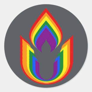 LGBTQ Unitarian Universalism flaming chalice Classic Round Sticker