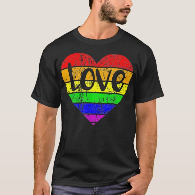 LGBTQ Valentines Day Matching Couples Gay LOVE Pri T-Shirt (Front)