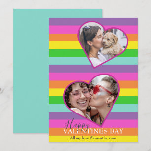 LGBTQ Valentines Rainbow Flag Photocard  Holiday C