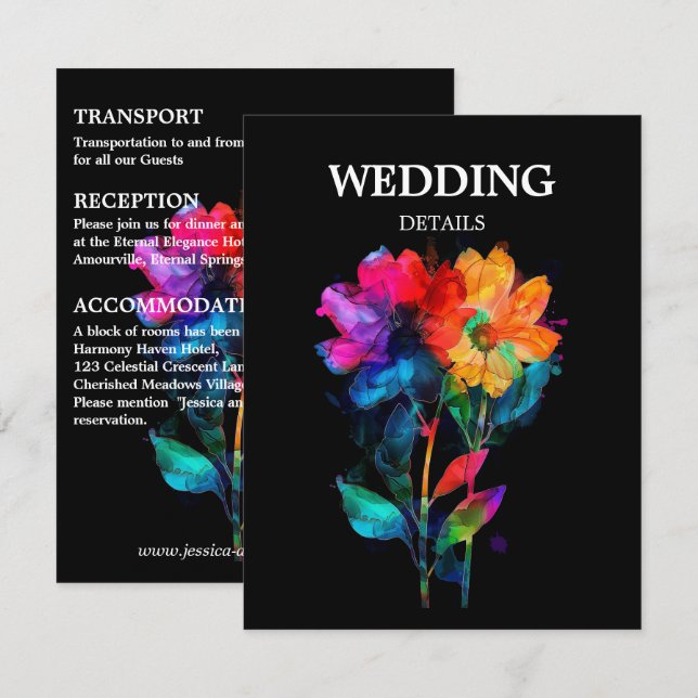 🌈 LGBTQ Wedding DETAILS Petals & Pride  Enclosure Card (Front/Back)