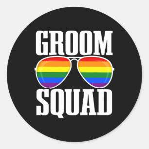 Lgbtq Wedding - Gay Pride Flag - Proud Groom - Gro Classic Round Sticker