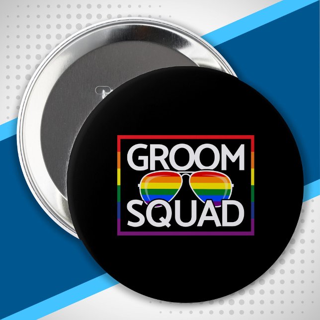 LGBTQ Wedding Gay Pride Matching Groomsmen Squad 10 Cm Round Badge (Creator Uploaded)