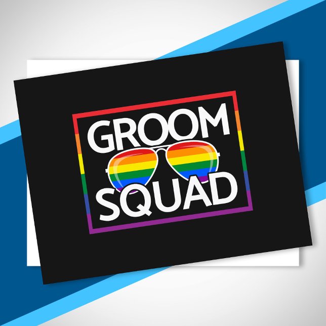 LGBTQ Wedding Gay Pride Matching Groomsmen Squad Postcard (Creator Uploaded)