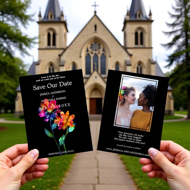 🌈 LGBTQ  With Photo Save the Date Petals & Pride  (LGBTQ With Photo Save the Date Petals & Pride)