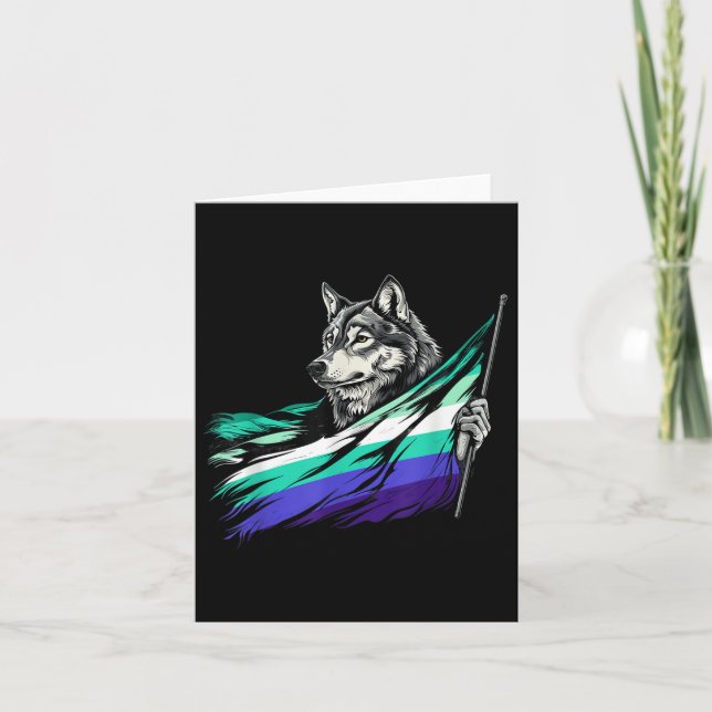 Lgbtq Wolf Gay Male Flag Mlm Pride Lgbt Mlm Flag  Card (Front)