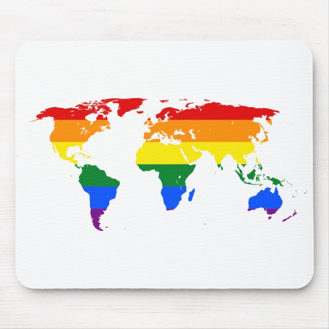 LGBTQ World Map Rainbow Mouse Mat (Front)