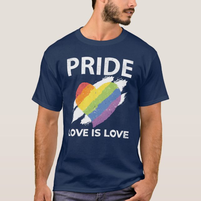 LGBTQAI Pride Love is Love retro T-Shirt (Front)