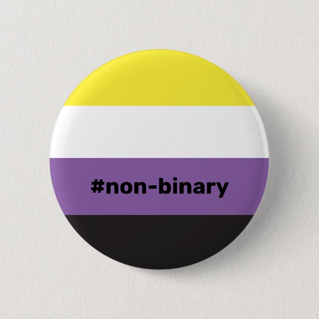 LGBTQI+ Non-Binary Pride Flag 6 Cm Round Badge (Front)