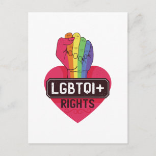 LGBTQI Rights Rainbow Flag Fist Pride March Postcard