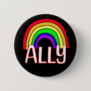 LGBTQIA+ Ally   Cute Rainbow and Heart Pride  6 Cm Round Badge