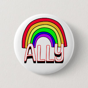 LGBTQIA+ Ally   Cute Rainbow and Heart Pride  6 Cm Round Badge