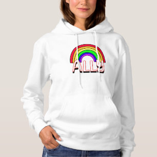 LGBTQIA+ Ally Cute Rainbow and Heart Pride Hoodie