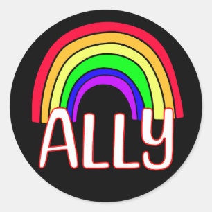 LGBTQIA+ Ally   Cute Rainbow Support Pride Classic Round Sticker