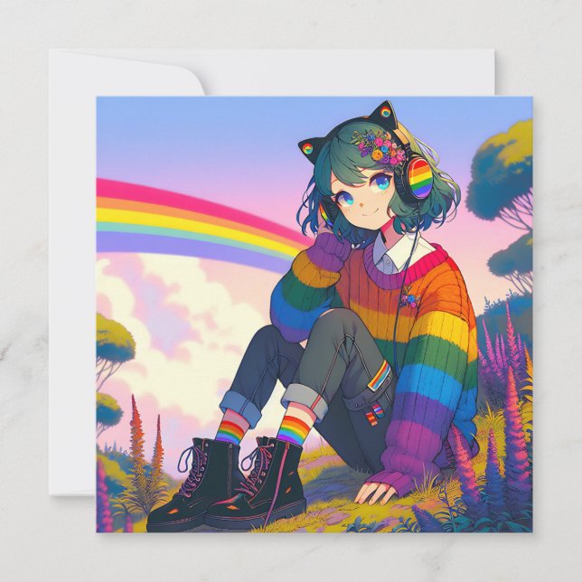 LGBTQIA+ Anime Girl Lesbian Pride  (Front)