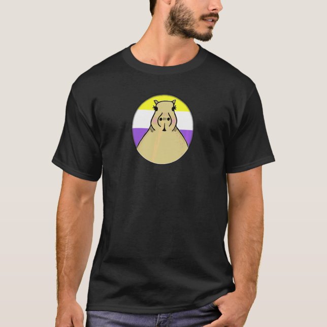 Lgbtqia+ Capybara In Non Binary Pride Rainbow Circ T-Shirt (Front)