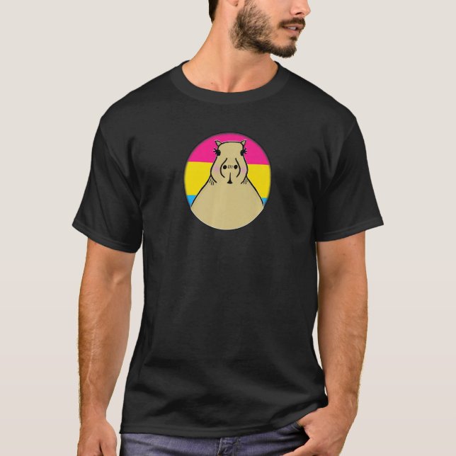 Lgbtqia+ Capybara In Pansexual Pride Rainbow Circl T-Shirt (Front)