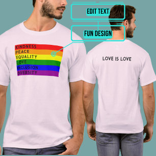 LGBTQIA+ Embrace Kindness Peace Equality Qualities T-Shirt