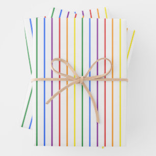 LGBTQIA Gay Pride 6 Stripe Rainbow Ticking Stripe Wrapping Paper Sheet