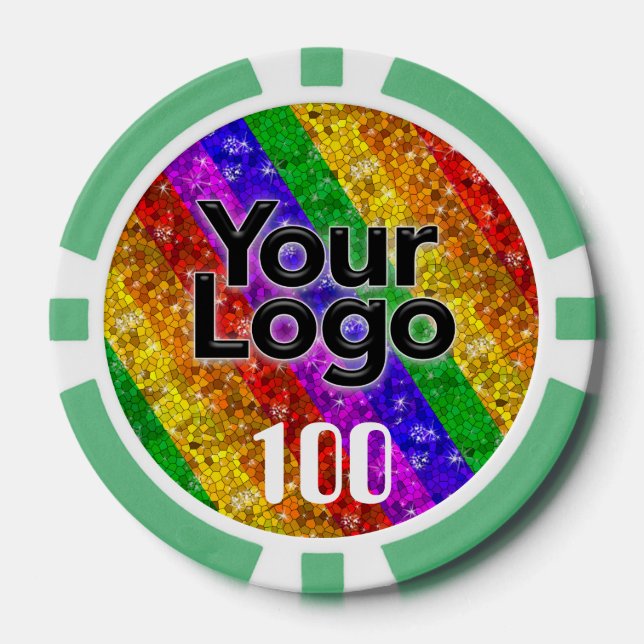 LGBTQIA Gay Pride Flag Glitter Rainbow Stripes Poker Chips (Front)