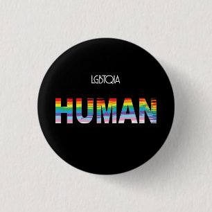 LGBTQIA HUMAN, Pride Rainbow Flag Cool 3 Cm Round Badge