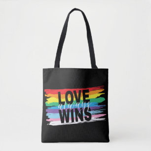 LGBTQIA Love always Wins, Rainbow Pride Tote Bag