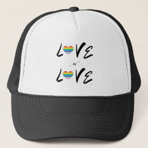 LGBTQIA Love is LLOVE, Pride, Rainbow Heart Trucker Hat