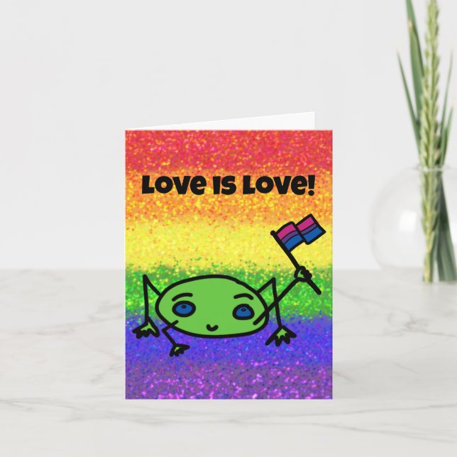 LGBTQIA  Love is Love Bisexual Flag with Frog Card (Front)