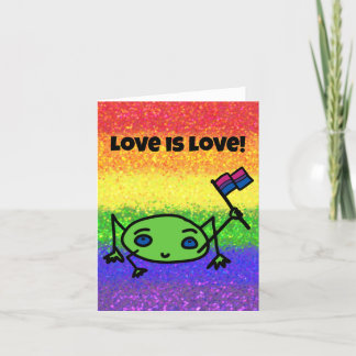LGBTQIA  Love is Love Bisexual Flag with Frog Card