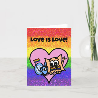 LGBTQIA Love is Love Pride Flag with Ollie & Miki Card