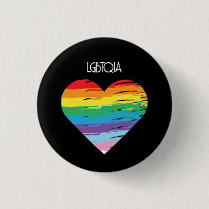 LGBTQIA Love is Love, Pride Rainbow Heart 3 Cm Round Badge