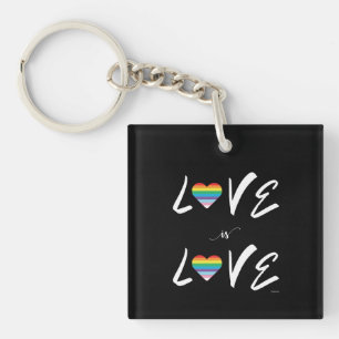 LGBTQIA Love Is Love, Pride, Rainbow Heart Key Ring