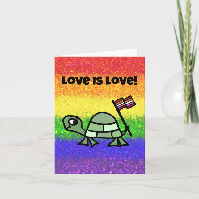 LGBTQIA  Love is Love Pride (Rainbow) with Ollie C Card (Front)