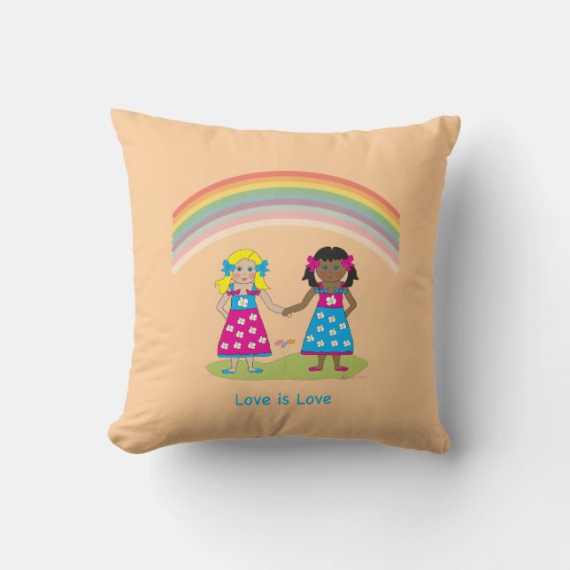 LGBTQIA LOVE is LOVE, Rainbow Flag Heart Cushion (Front)