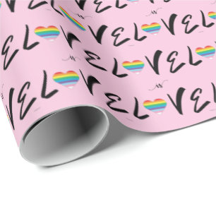 LGBTQIA LOVE is LOVE Rainbow Heart Colors, Pride  Wrapping Paper