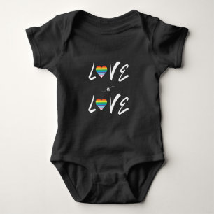 LGBTQIA Love is LOVE Rainbow Heart Pride Baby Bodysuit