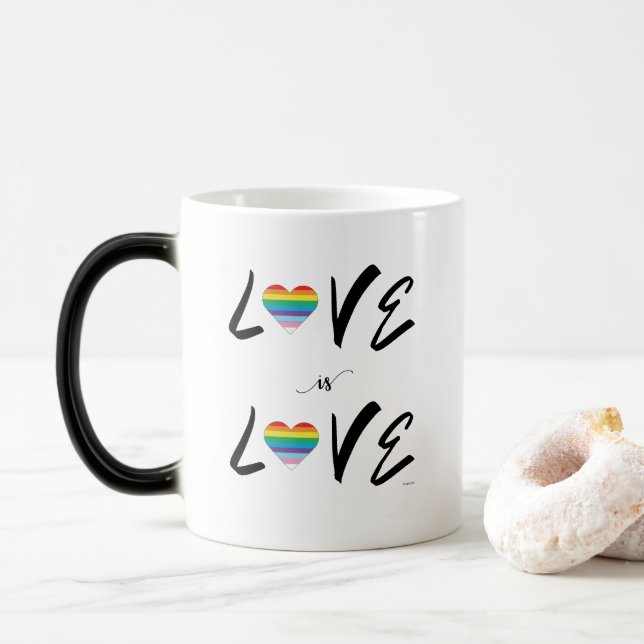 LGBTQIA LOVE is LOVE Rainbow Heart Pride Flag Magic Mug (With Donut)
