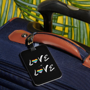 LGBTQIA Love is LOVE, Rainbow Heart Pride Luggage Tag