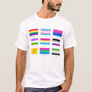 LGBTQIA Pride 9 x FLAGS  Rainbow Awareness Chic An T-Shirt