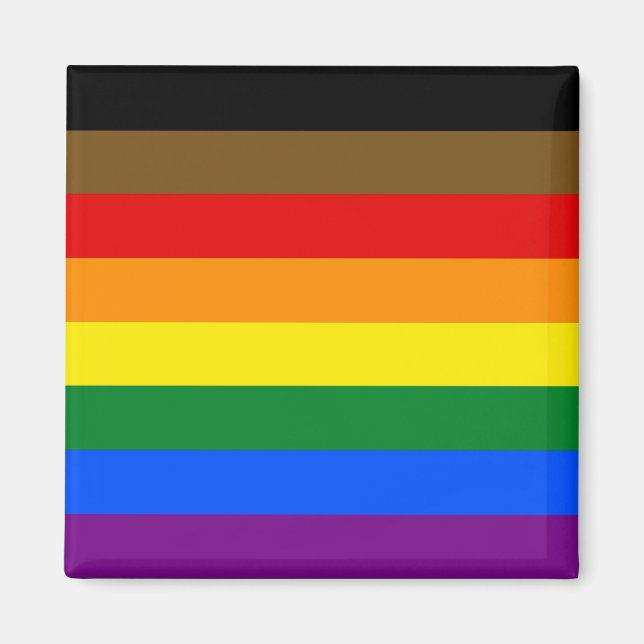 LGBTQIA PRIDE BLACK & BROWN RAINBOW MAGNET (Front)