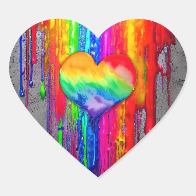LGBTQIA+ Pride Rainbow Heart Sticker (Front)