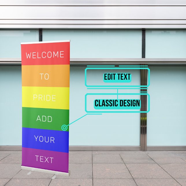 LGBTQIA Pride Rainbow Horizontal Retractable Banner (Please enjoy our design and see the others in the collection.)