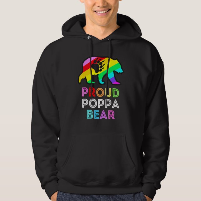 Lgbtqia Proud Poppa Bear Rainbow Gay Pride Men Wom Hoodie (Front)