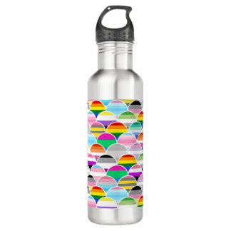 LGBTQIA+ Queer Scalloped Pride Flag Fans 710 Ml Water Bottle