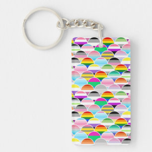 LGBTQIA+ Queer Scalloped Pride Flag Fans Key Ring