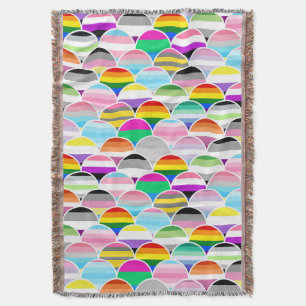 LGBTQIA+ Queer Scalloped Pride Flag Fans Throw Blanket