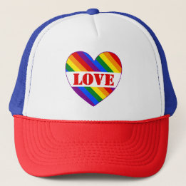 LGBTQIA+ Rainbow Flag Love Heart for Pride Month Trucker Hat
