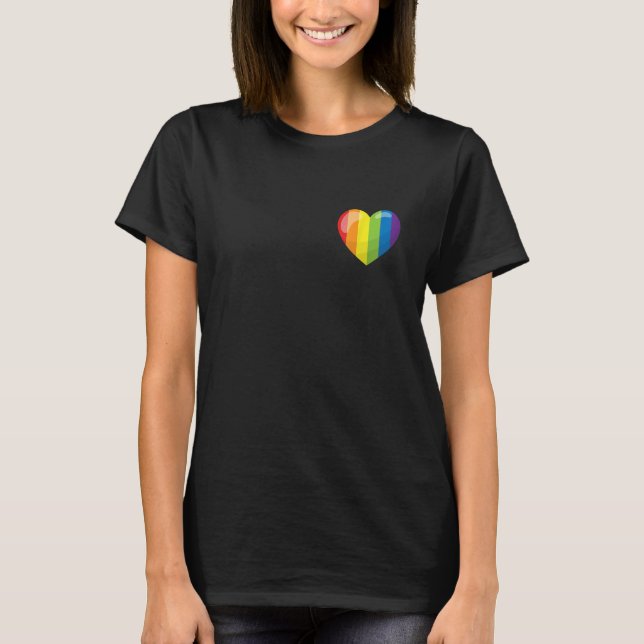 LGBTQIA+ Rainbow Heart Pride Gay Lesbian CSD Heart T-Shirt (Front)