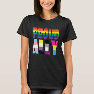 Lgbtqia+ Support Proud Ally In Pride Flag Colours T-Shirt